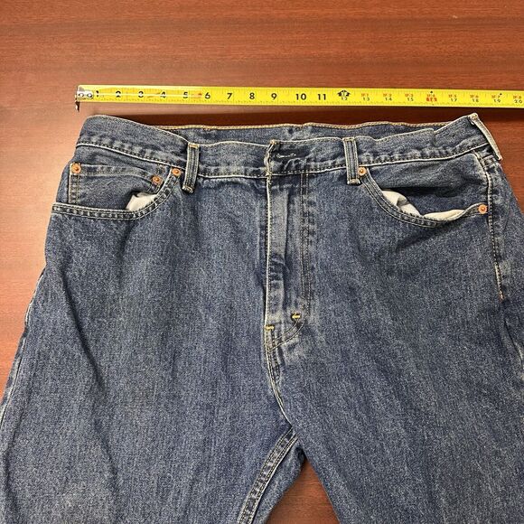 Levis 505 Jeans Mens Size 38x30 Blue Denim Classic Fit Outerwear FLAWS - Picture 5 of 7